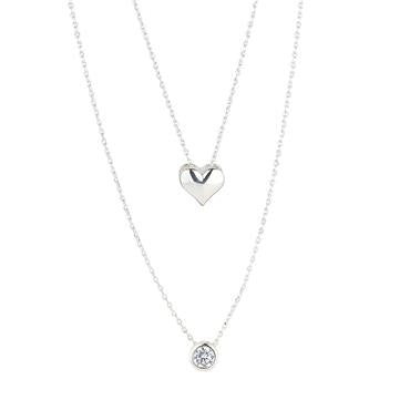 KNIGHT & DAY DUO SILVER HEART NECKLACE
