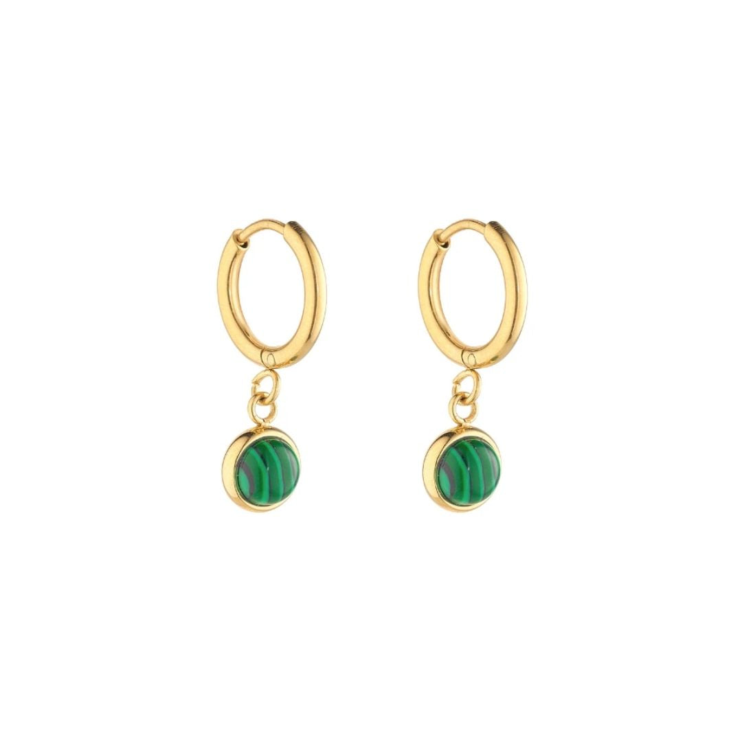 KNIGHT & DAY MALACHITE HOOP EARRINGS