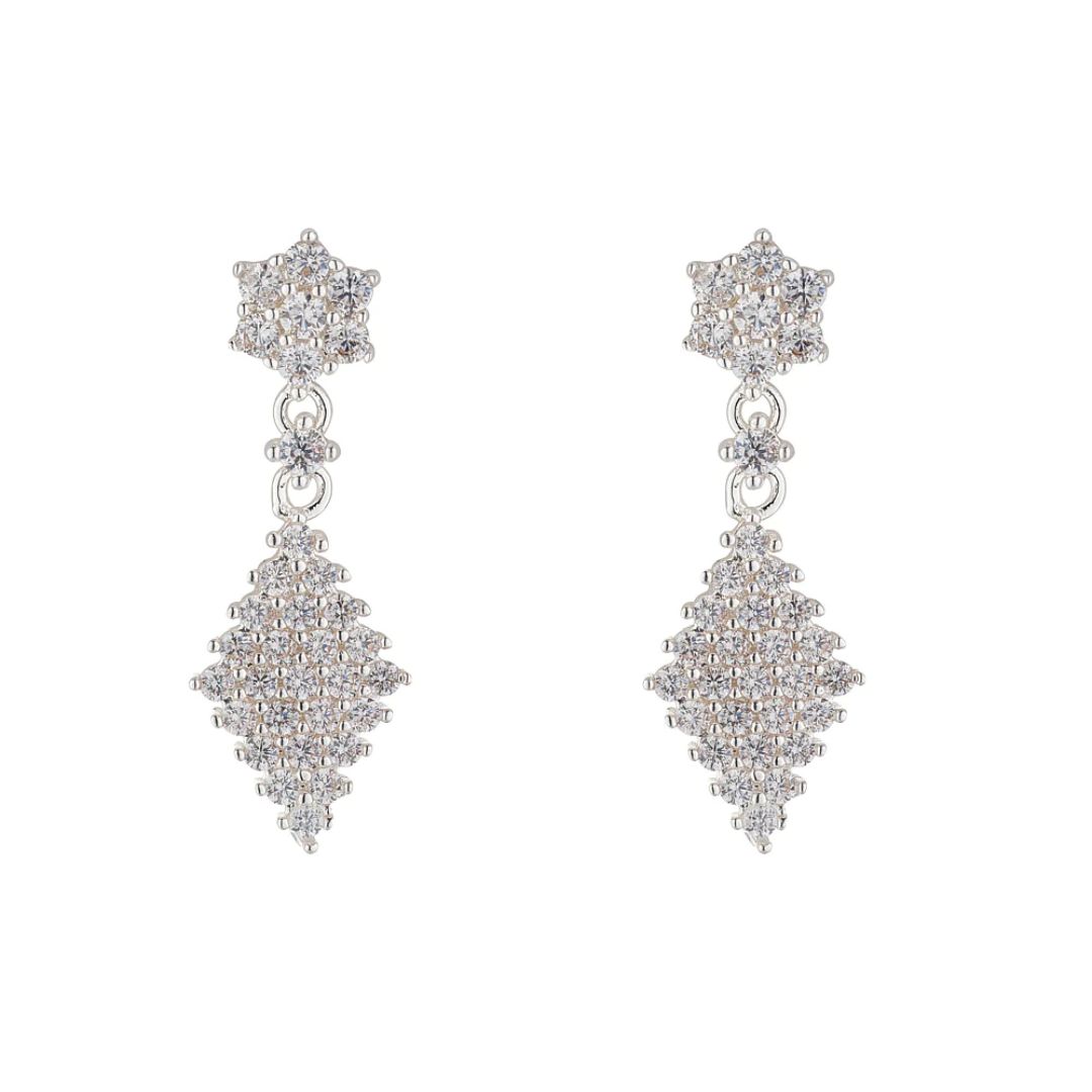 KNIGHT & DAY SILVER DIAMOND DROP EARRINGS