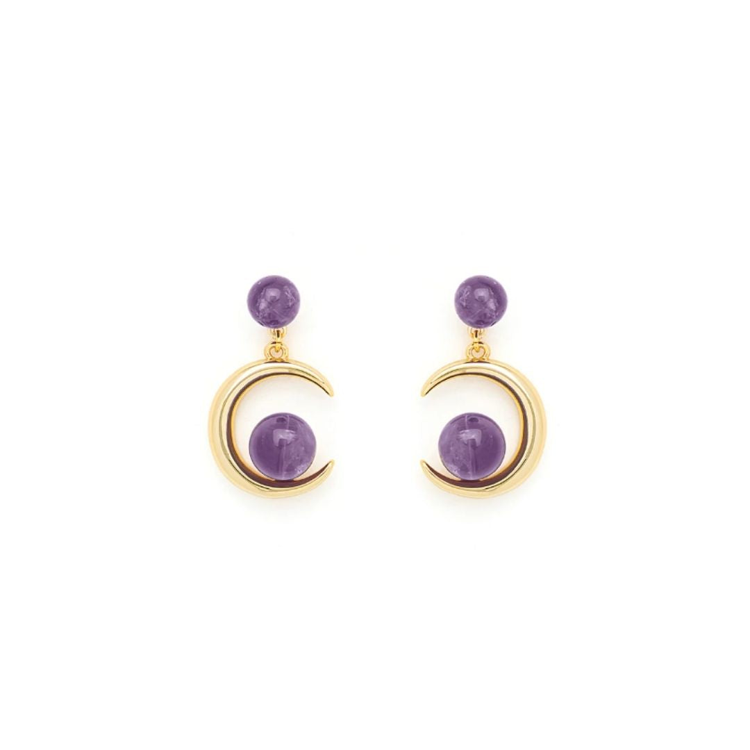 KNIGHT & DAY AMETHYST SEMI PRECIOUS STONE EARRINGS
