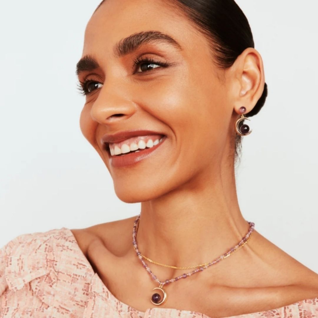 KNIGHT & DAY AMETHYST SEMI PRECIOUS STONE EARRINGS