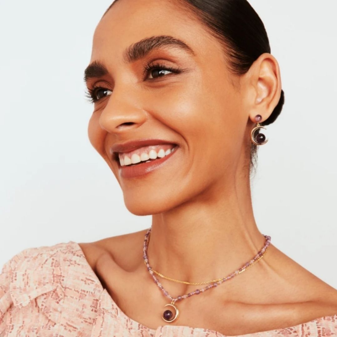 KNIGHT & DAY AMETHYST SEMI PRECIOUS STONE NECKLACE