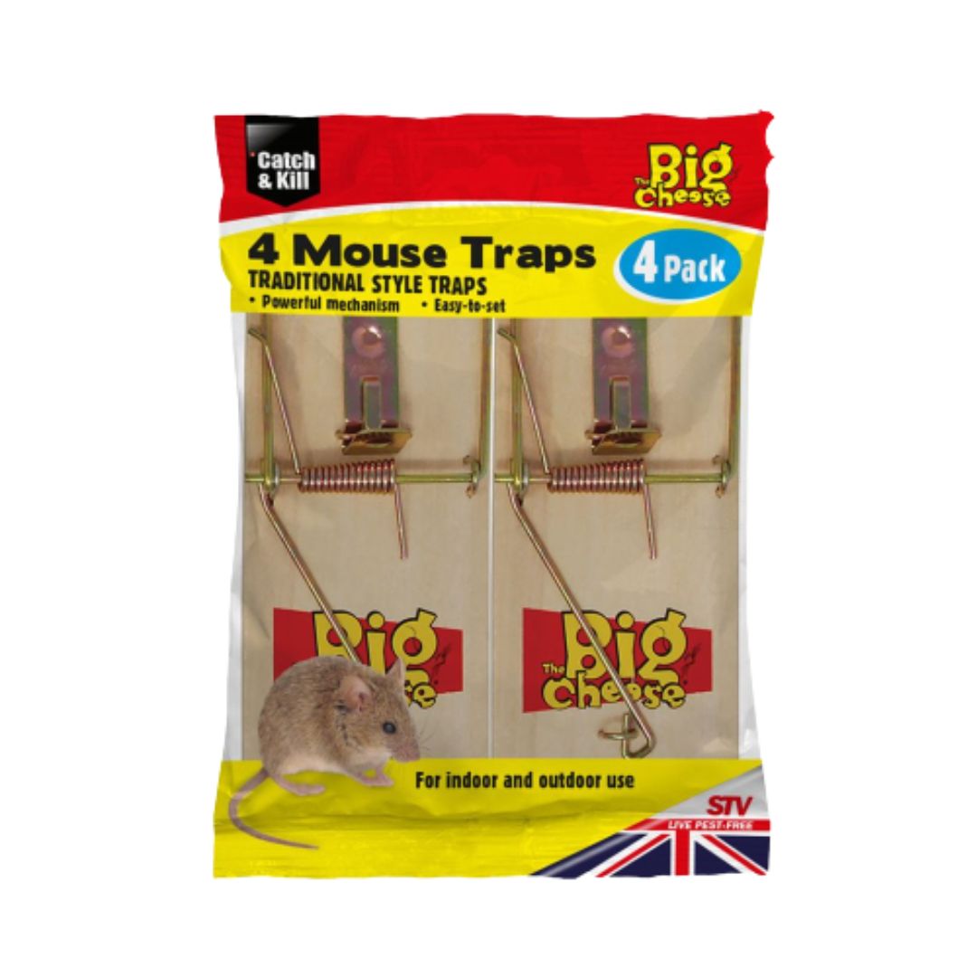 BIG CHEESE WOODEN MOUSE TRAP 4 PACK