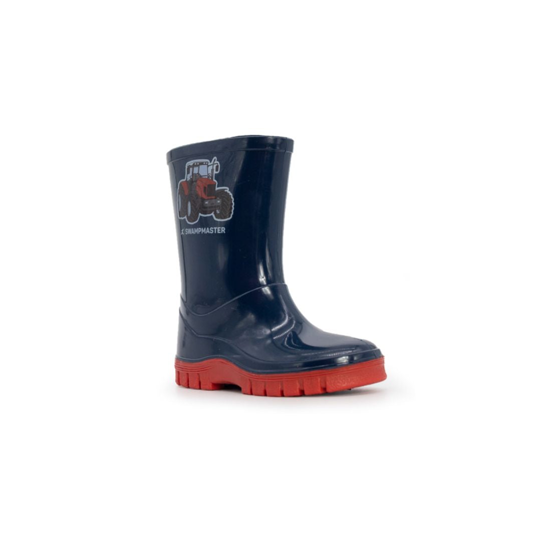 Xpert Swampmaster Junior Tractor Wellingtons Navy/Red
