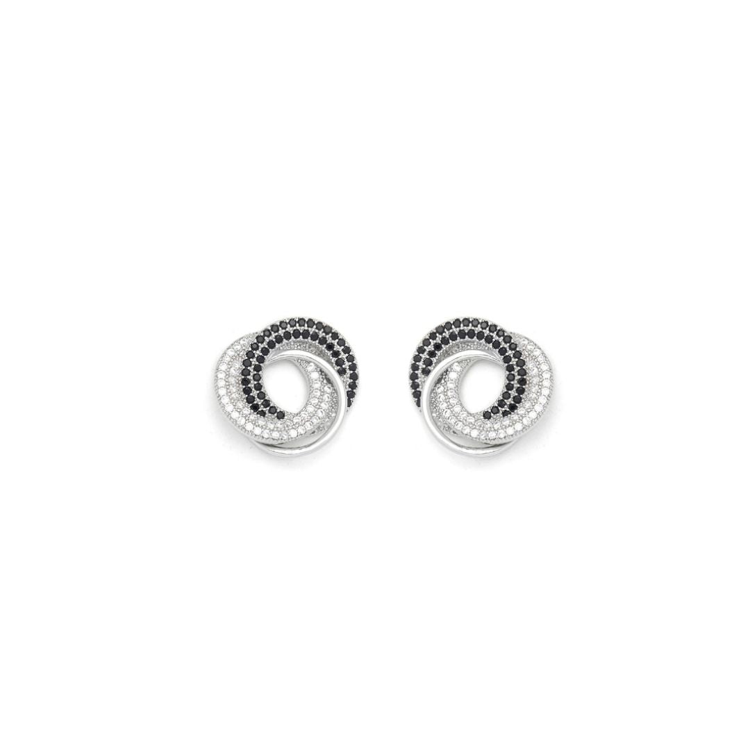 Knight & Day Clear & Jet CZ Stone Earrings