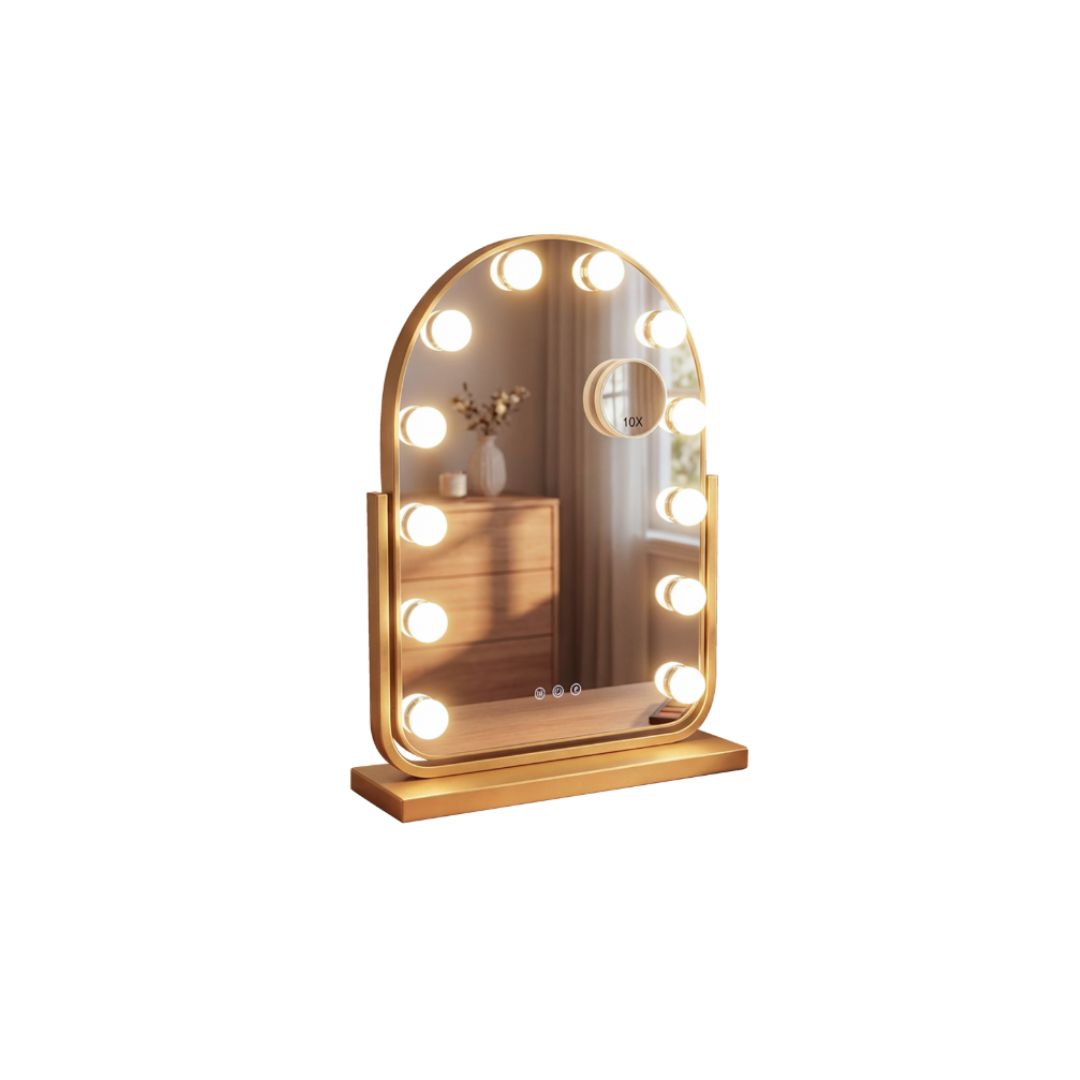 Tara Lane Hollywood bulb arch vanity mirror gold