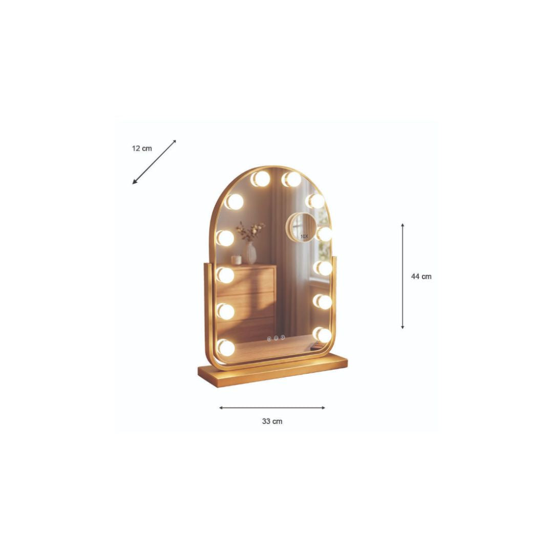 Tara Lane Hollywood bulb arch vanity mirror gold