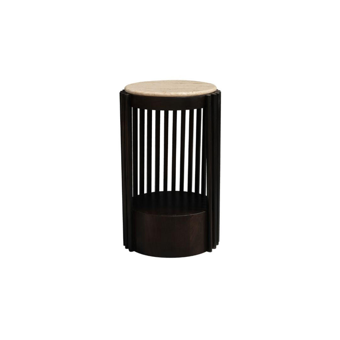 Misha Side Table Travertine Dark