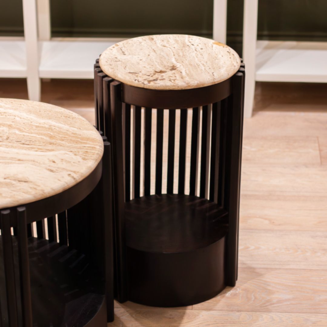 Misha Side Table Travertine Dark