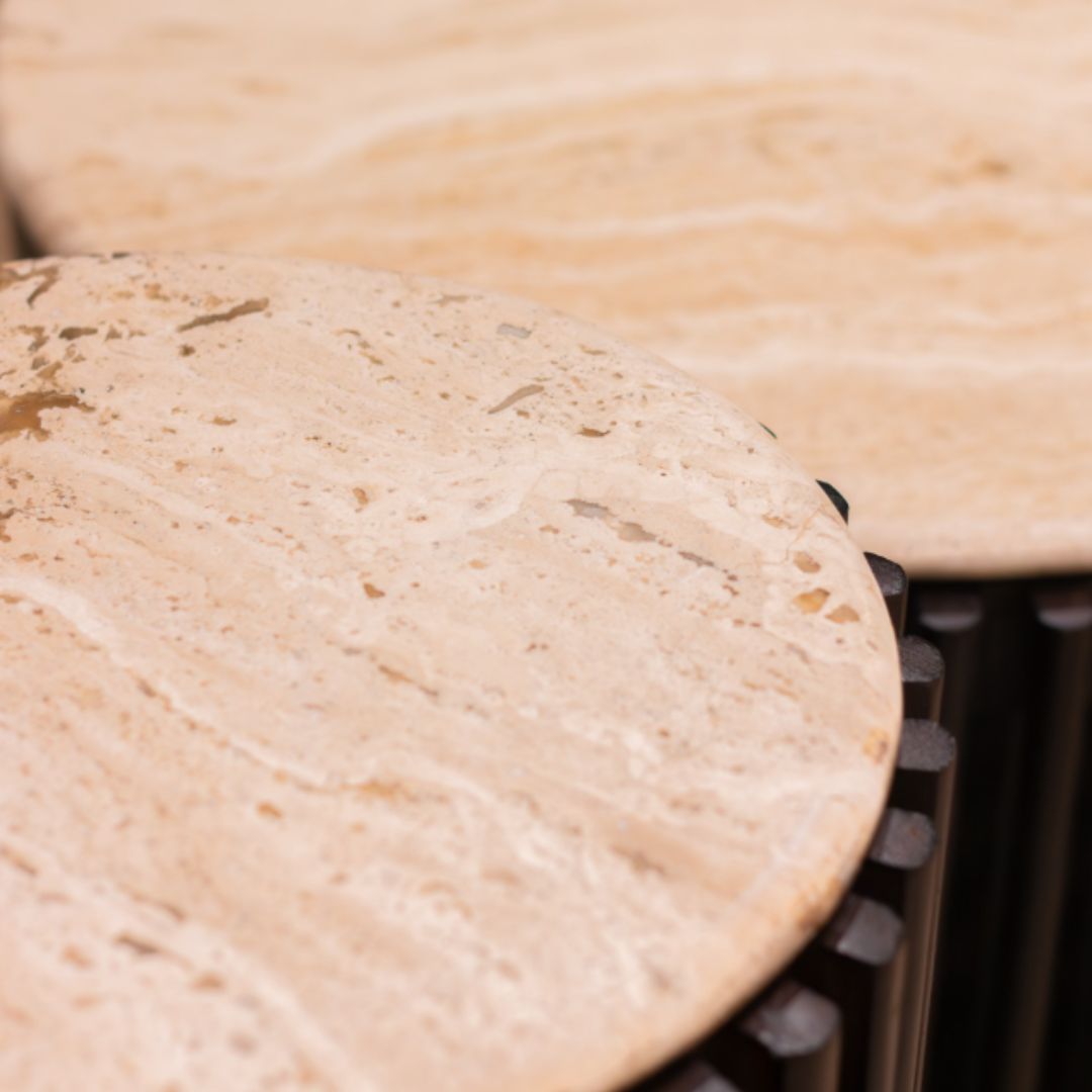 Misha Side Table Travertine Dark