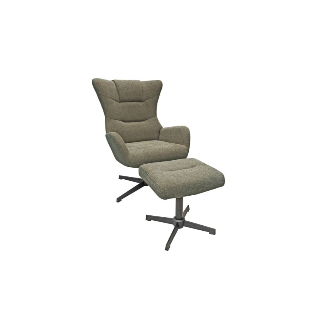 Rayna Rocking Swivel Chair with Stool Sage