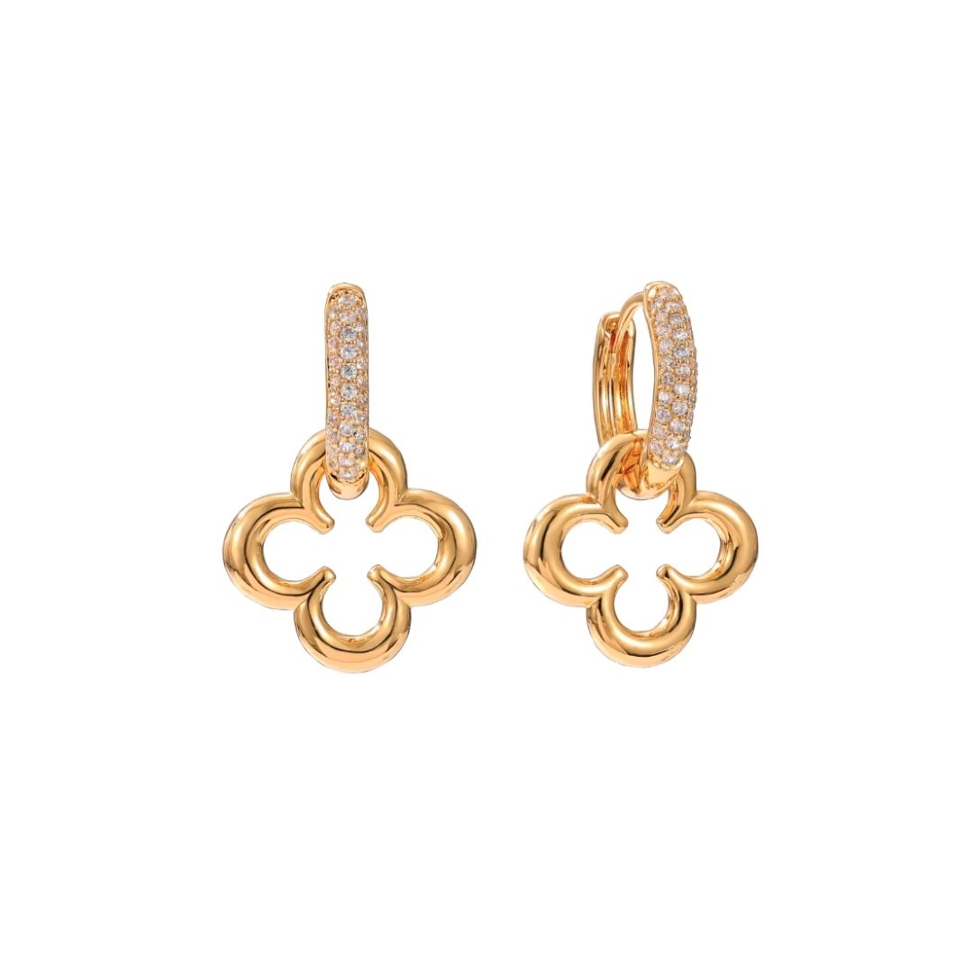 Knight & Day The Pink Box Clover & Crystal Earrings