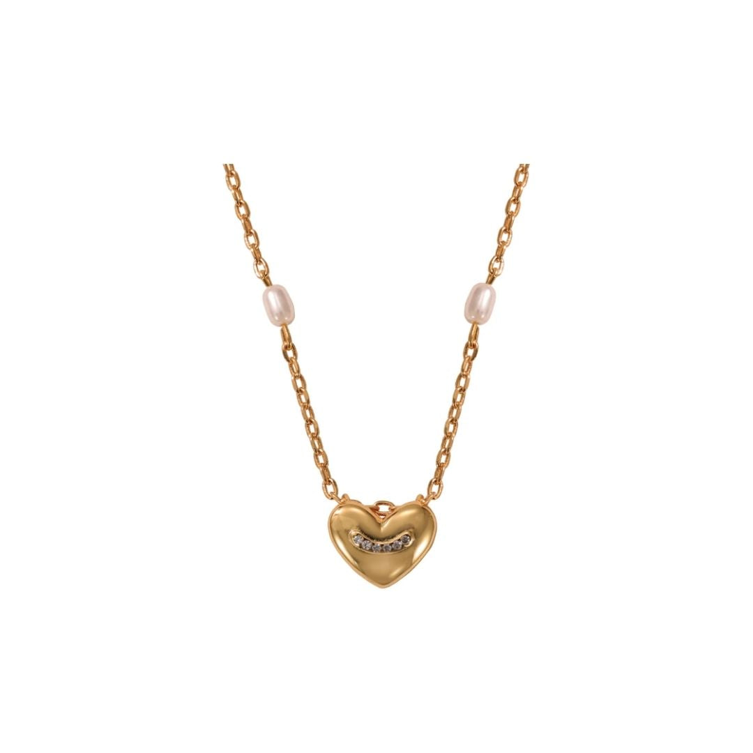 Knight & Day The Pink Box Pearl & Heart Necklace