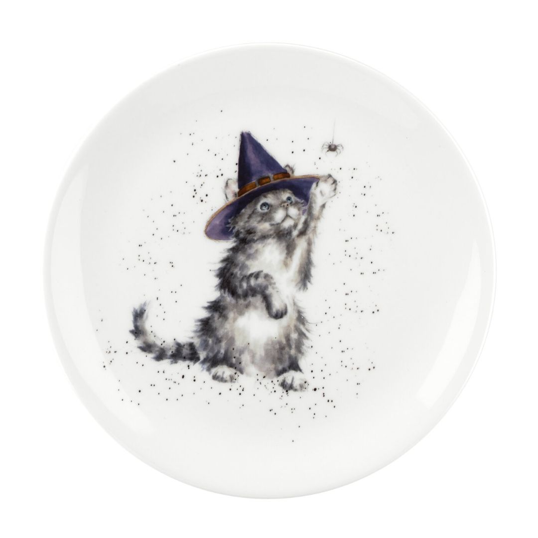 WRENDALE DESIGNS HALLOWEEN WITCH'S CAT 8 INCH PLATE