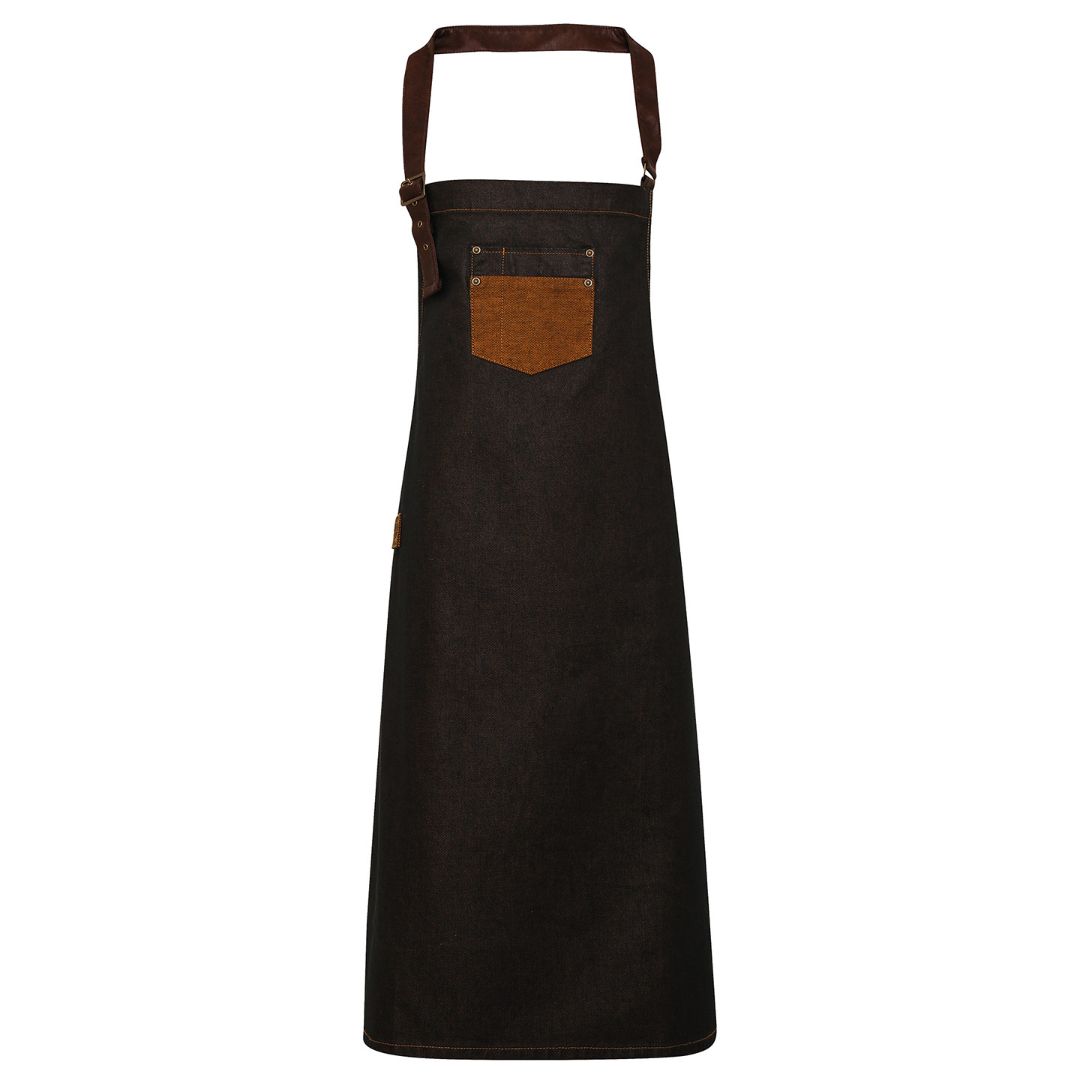 WAXED LOOK APRON WITH FAUX LEATHER