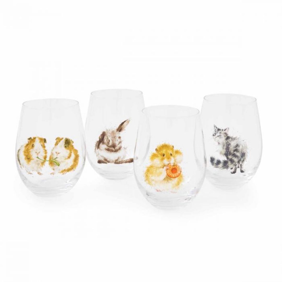 WRENDALE ANIMAL SET OF 4 TUMBLER GLASSES