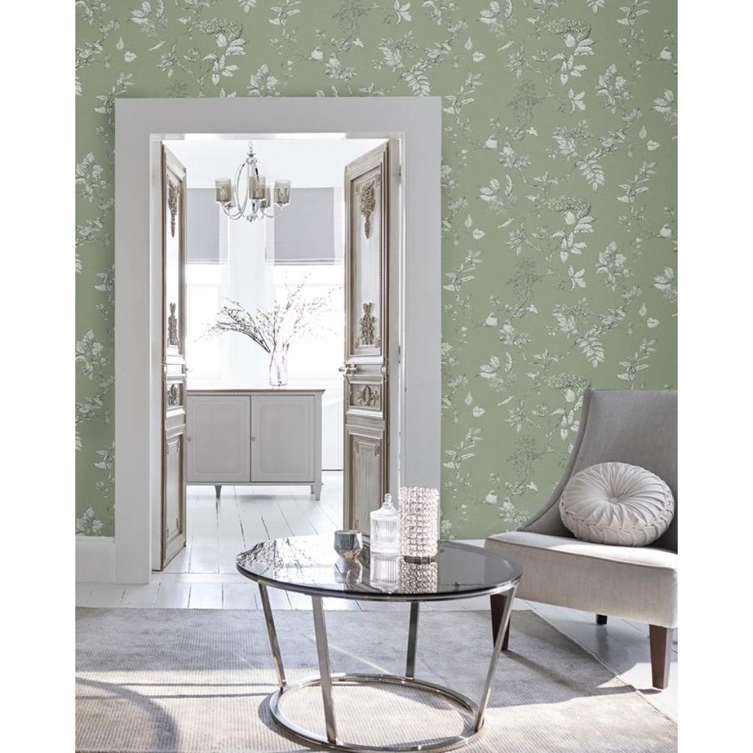 LAURA ASHLEY ELDERWOOD SAGE WALLPAPER