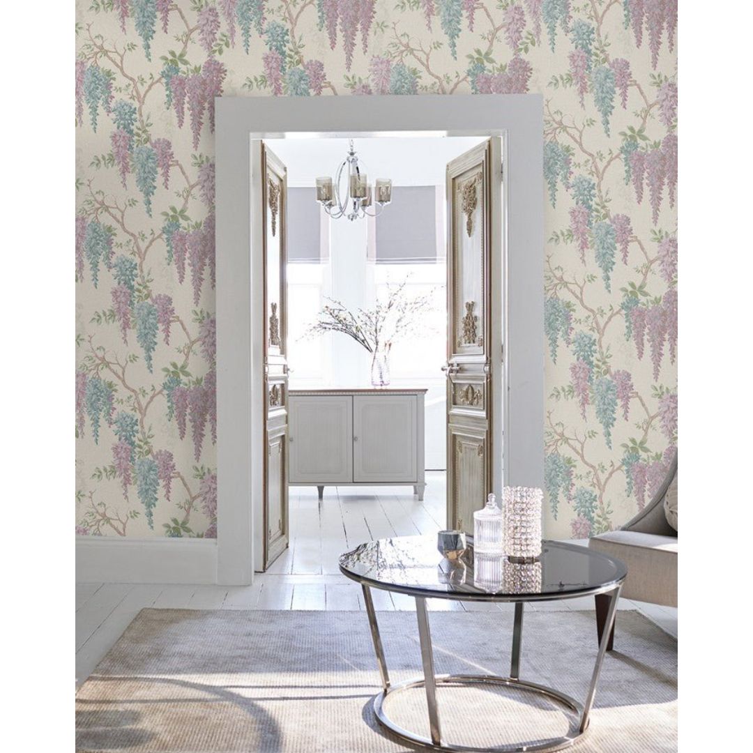 LAURA ASHLEY WISTERIA GARDEN DUCK EGG WALLPAPER