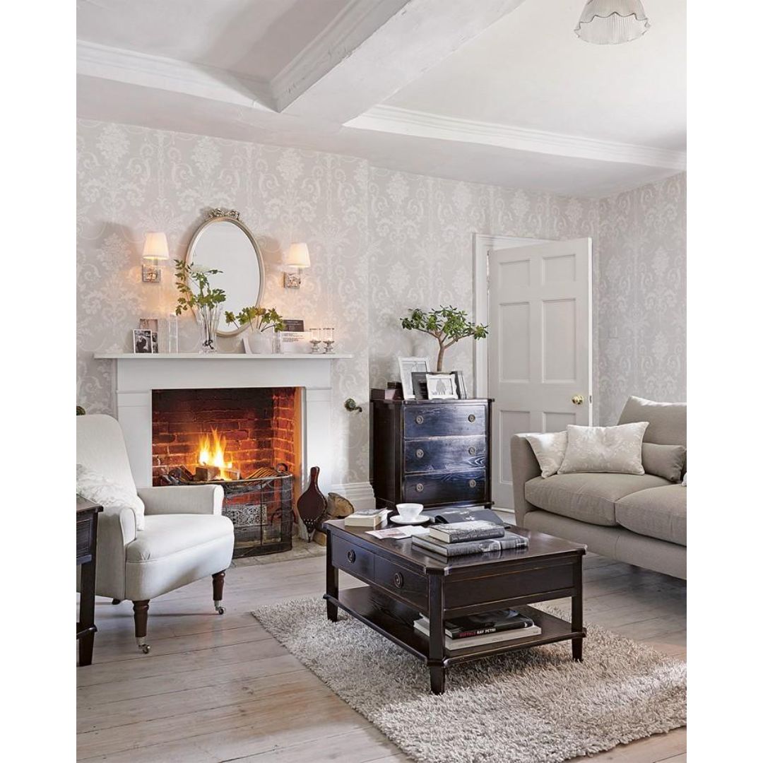 LAURA ASHLEY JOSETTE WHITE DOVE GREY WALLPAPER