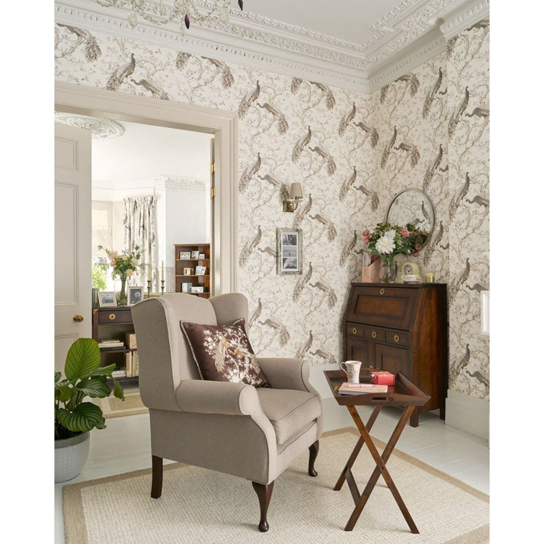 LAURA ASHLEY BELVEDERE SOFT TRUFFLE WALLPAPER