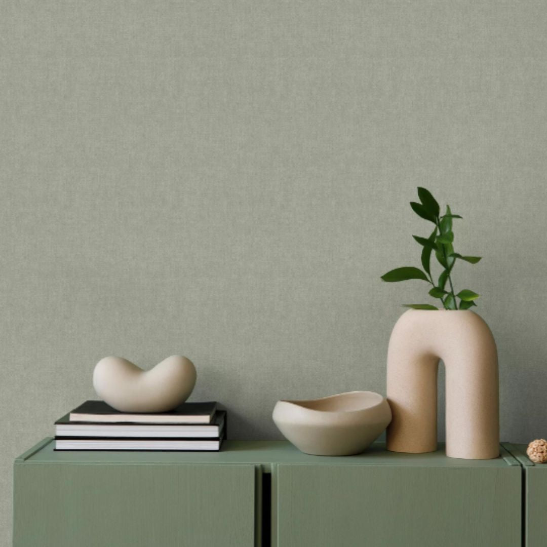 GRAHAM & BROWN FABRIC ZARA GREEN TEXTURED WALLPAPER