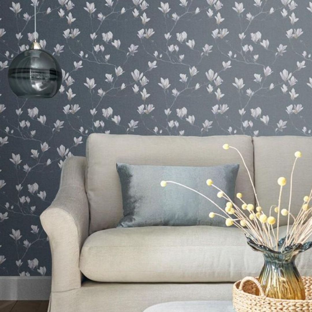 LAURA ASHLEY MAGNOLIA GROVE DUSKY SEASPRAY WALLPAPER