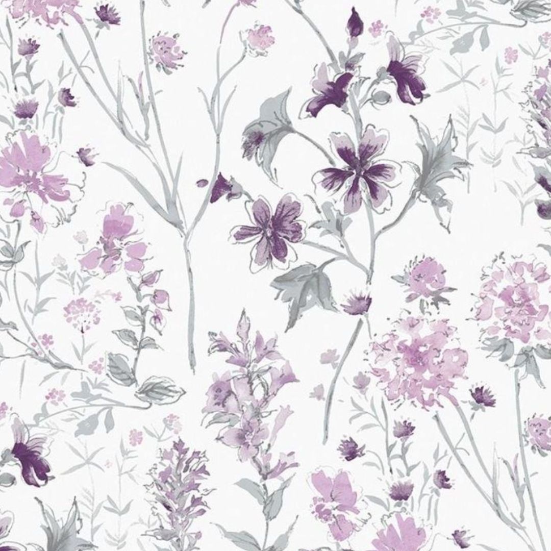 LAURA ASHLEY WILD MEADOW PALE IRIS WALLPAPER