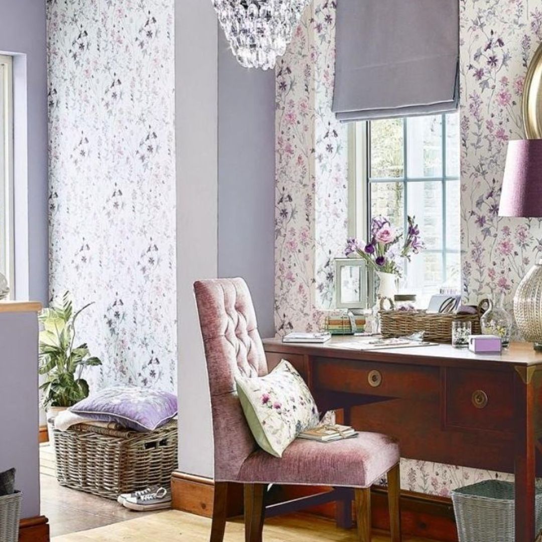 LAURA ASHLEY WILD MEADOW PALE IRIS WALLPAPER