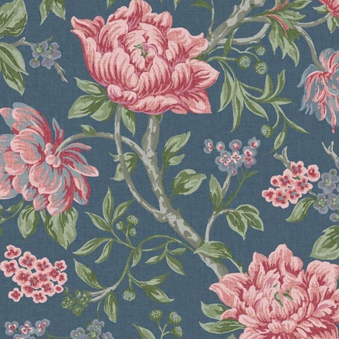 LAURA ASHLEY TAPESTRY FLORAL DARK SEASPRAY WALLPAPER