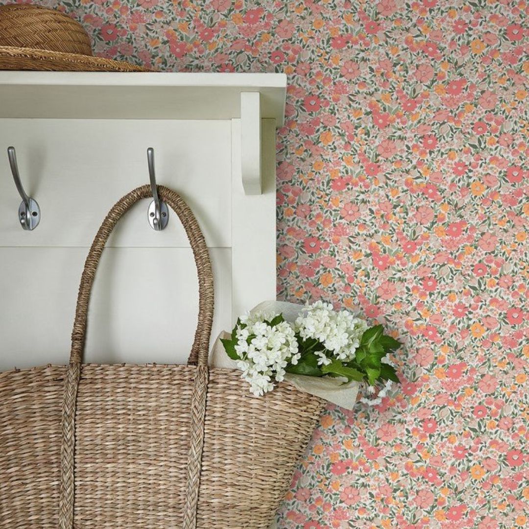 LAURA ASHLEY LOVESTON CORAL PINK WALLPAPER