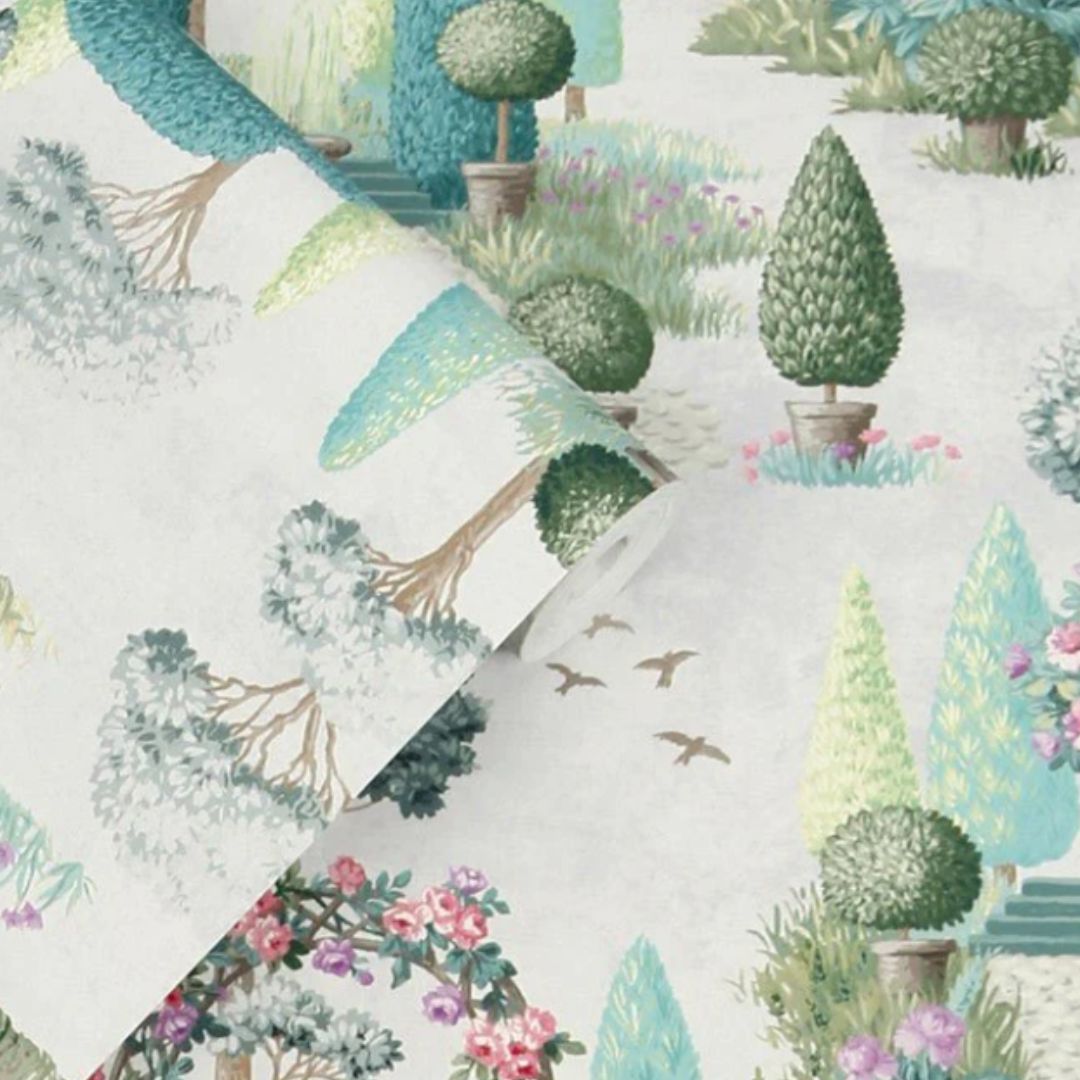 LAURA ASHLEY NAUNTON FOLLY FERN GREEN WALLPAPER