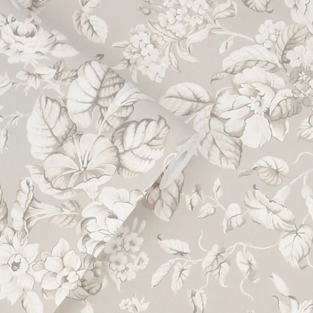 LAURA ASHLEY HELEDD BLOOMS DOVE GREY WALLPAPER