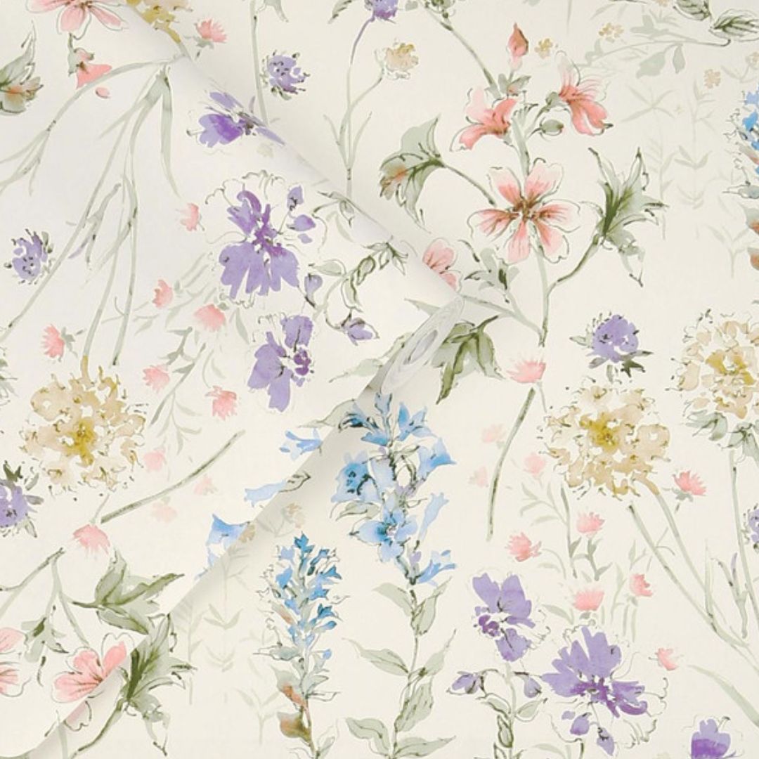 LAURA ASHLEY WILD MEADOW CHALK PINK WALLPAPER