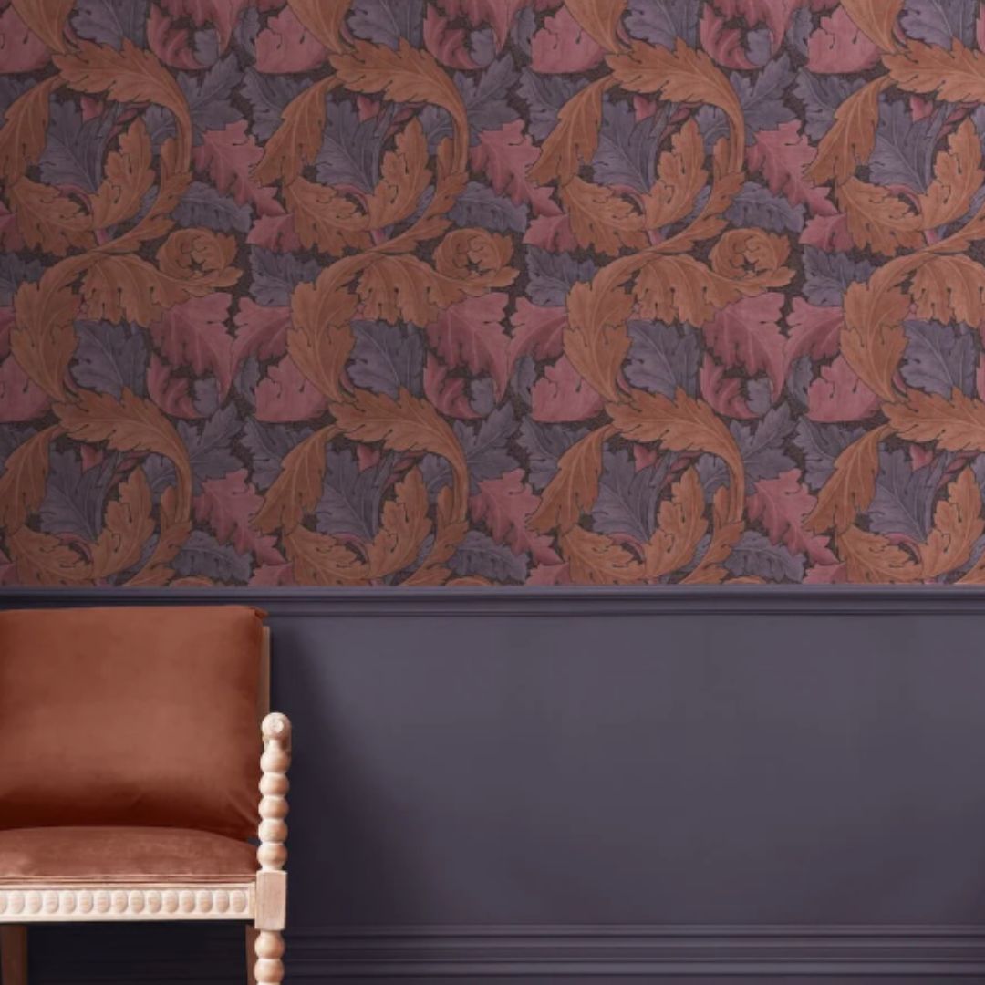 WILLIAM MORRIS ACANTHUS PLUM WALLPAPER