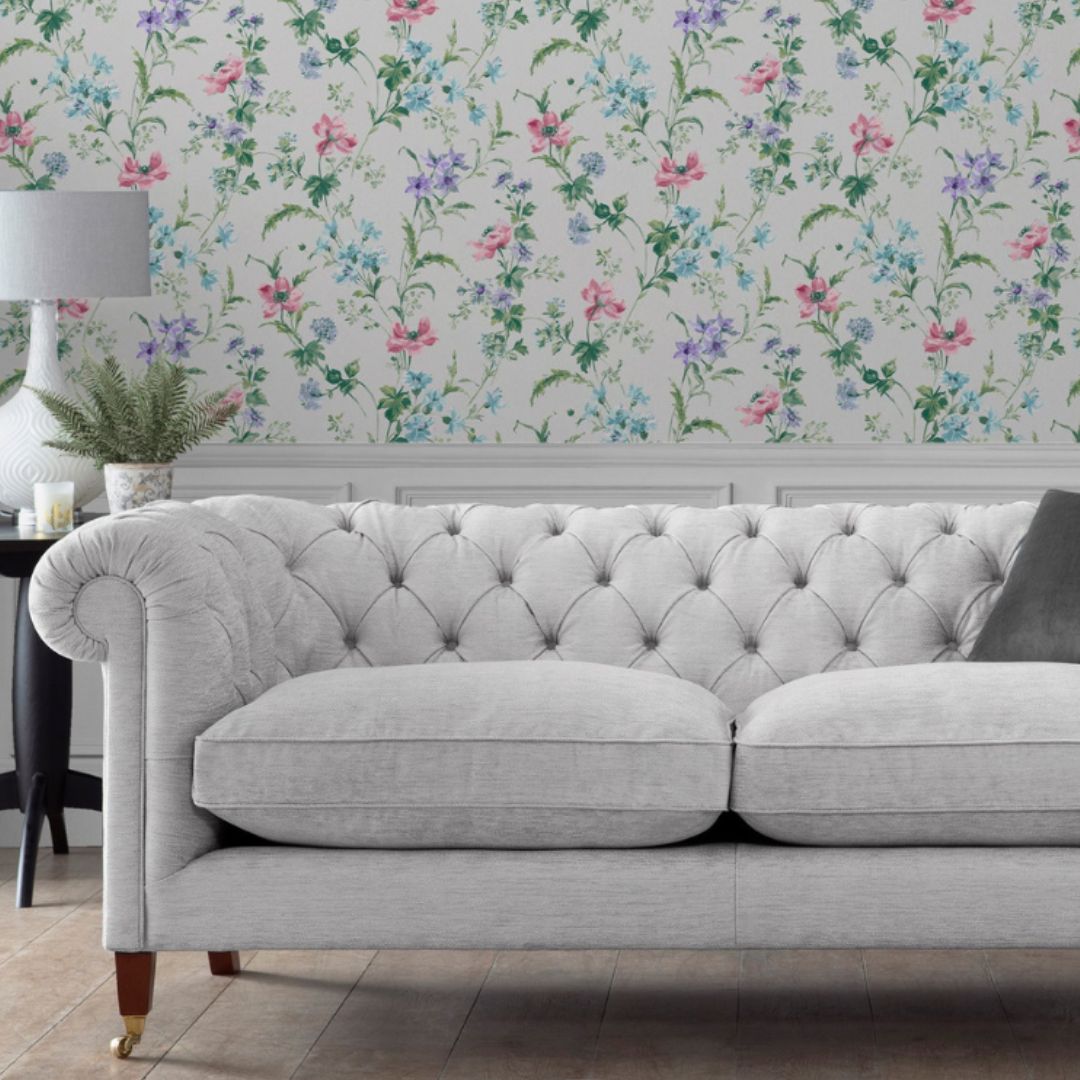 LAURA ASHLEY POPPY MEADOW PALE VIOLET WALLPAPER