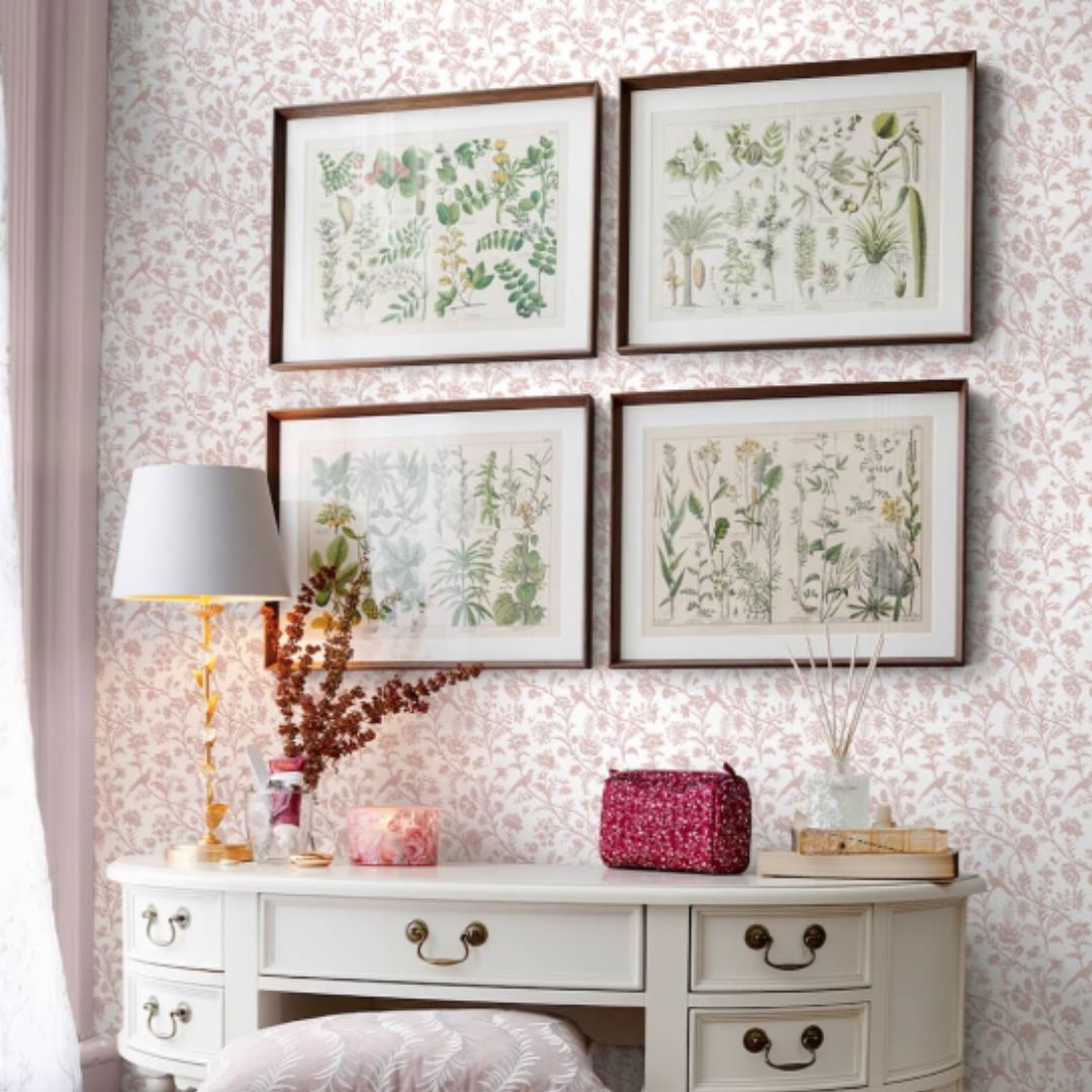 LAURA ASHLEY SHEPERDS PURSE DARK BLUSH WALLPAPER