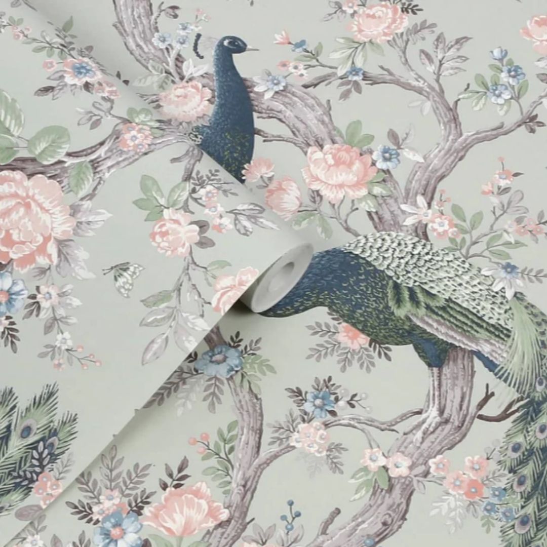 LAURA ASHLEY BELVEDERE SAGE GREEN WALLPAPER