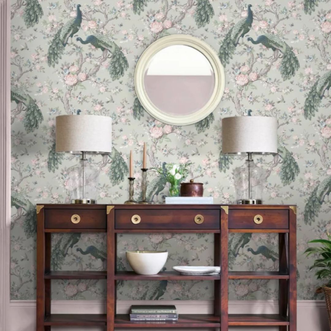 LAURA ASHLEY BELVEDERE SAGE GREEN WALLPAPER