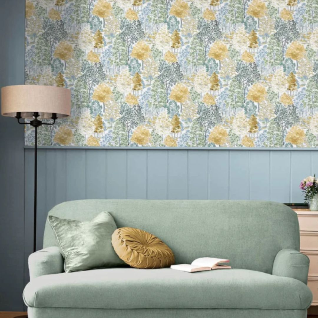 LAURA ASHLEY BERWOOD OCHRE YELLOW WALLPAPER