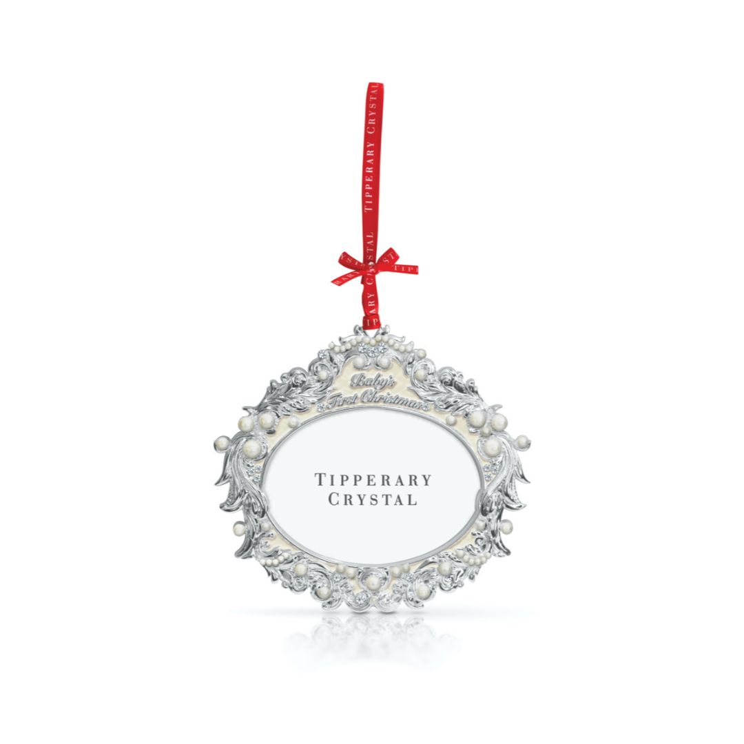 TIPPERARY CRYSTAL PEARL 1ST CHRISTMAS FRAME DECORATION