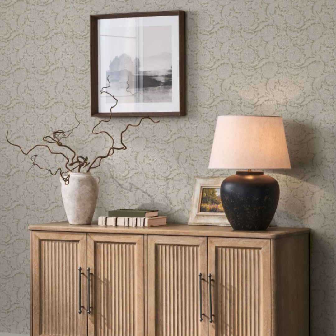 Next Floral Woodblock Cream Wallpaper
