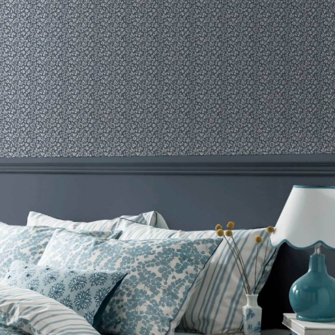 Laura Ashley Sweet Alyssum Denim Blue Wallpaper