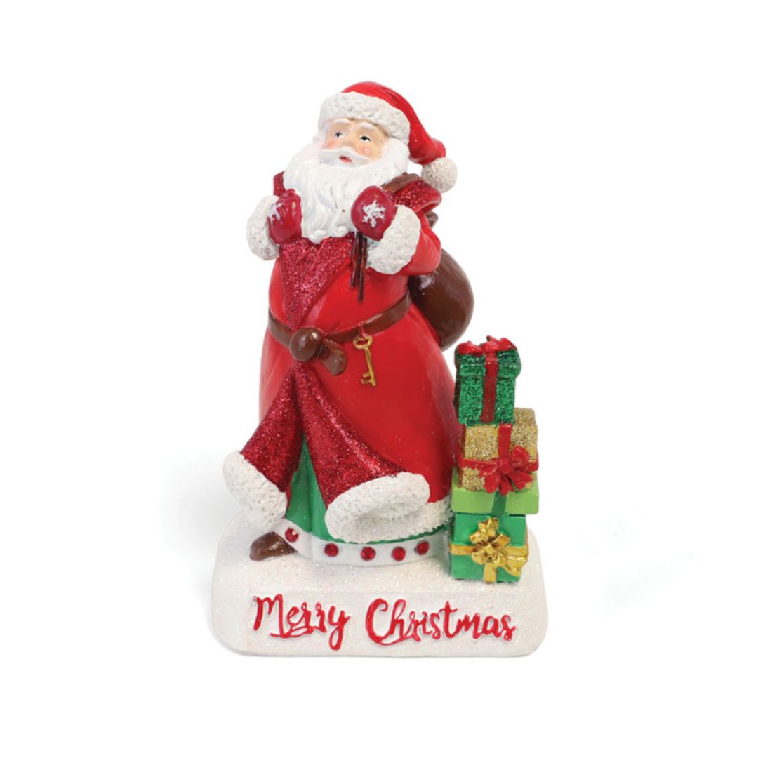 TIPPERARY CRYSTAL CHRISTMAS ORNAMENT SANTA WITH SACK & GIFTS