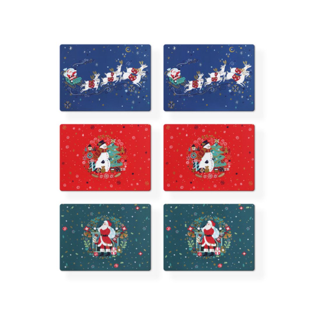 TIPPERARY CRYSTAL CHRISTMAS PLACEMATS SET OF 6