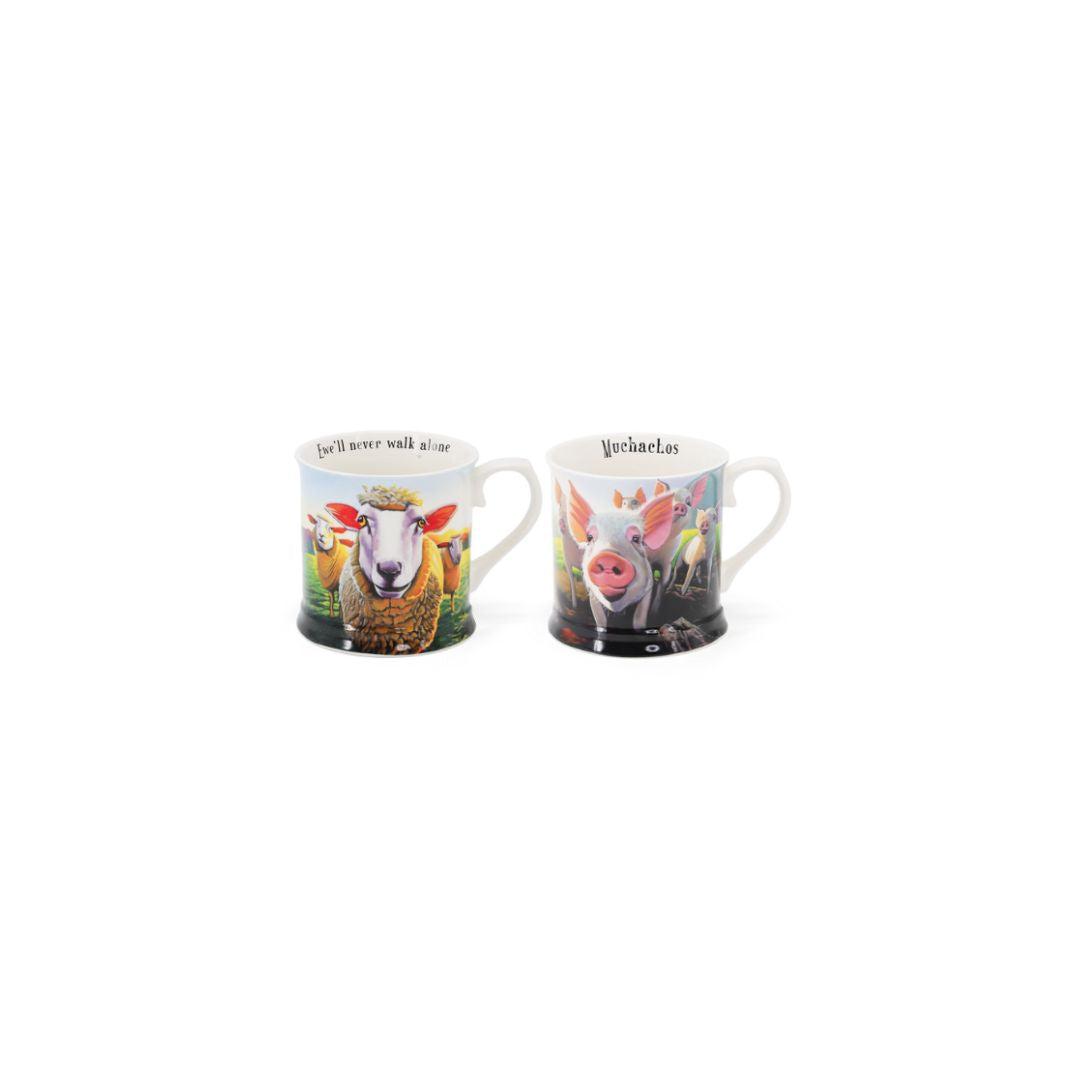 Tipperary Eoin O Connor Beyond the Herd Set of 2 Tankards (Pigs, Sheep)