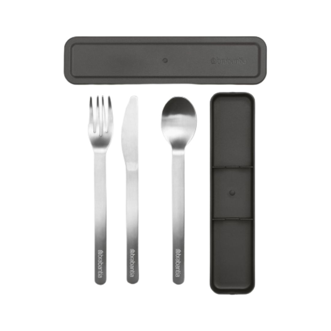 BRABANTIA MAKE & TAKE 3PCE CUTLERY SET DARK GREY