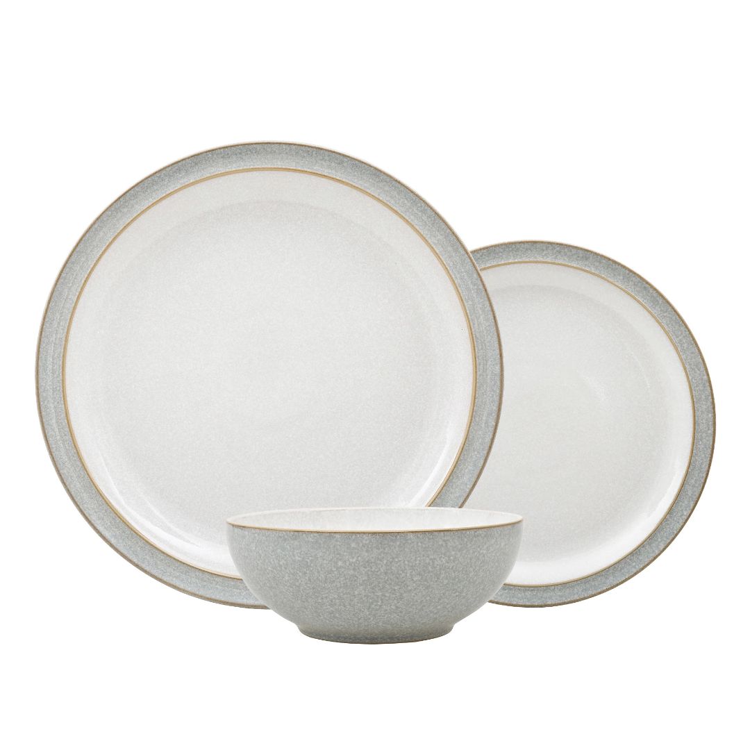 DENBY ELEMENTS LIGHT GREY 12 PIECE TABLEWARE SET