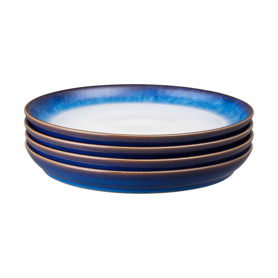 DENBY BLUE HAZE 4PC COUPE DINNER PLATE SET