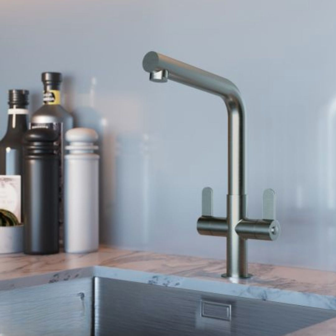 St James Oda Dual Lever Sink Mixer | Brushed Chrome