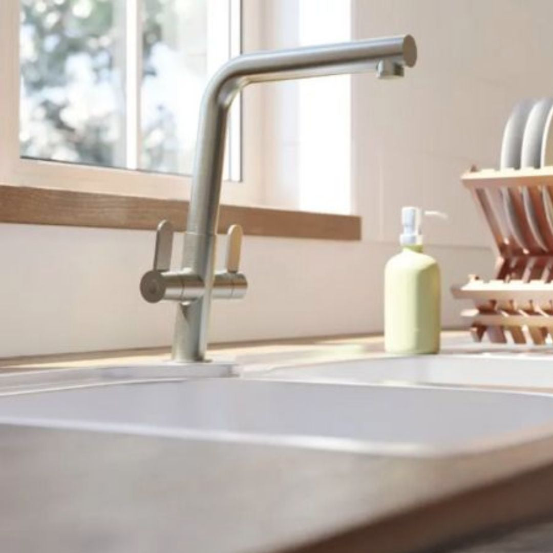 St James Ida Dual Lever Sink Mixer | Brushed Chrome